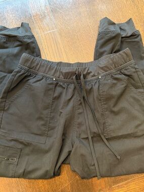 Scrubstar Black Drawstring Cargo Scrubs Jogger Pants Petite Large